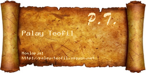 Palay Teofil névjegykártya
